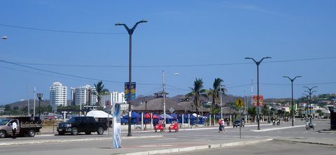 Malecón boardwalk in Playas, Ecuador