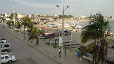 Malecón boardwalk in Playas, Ecuador
